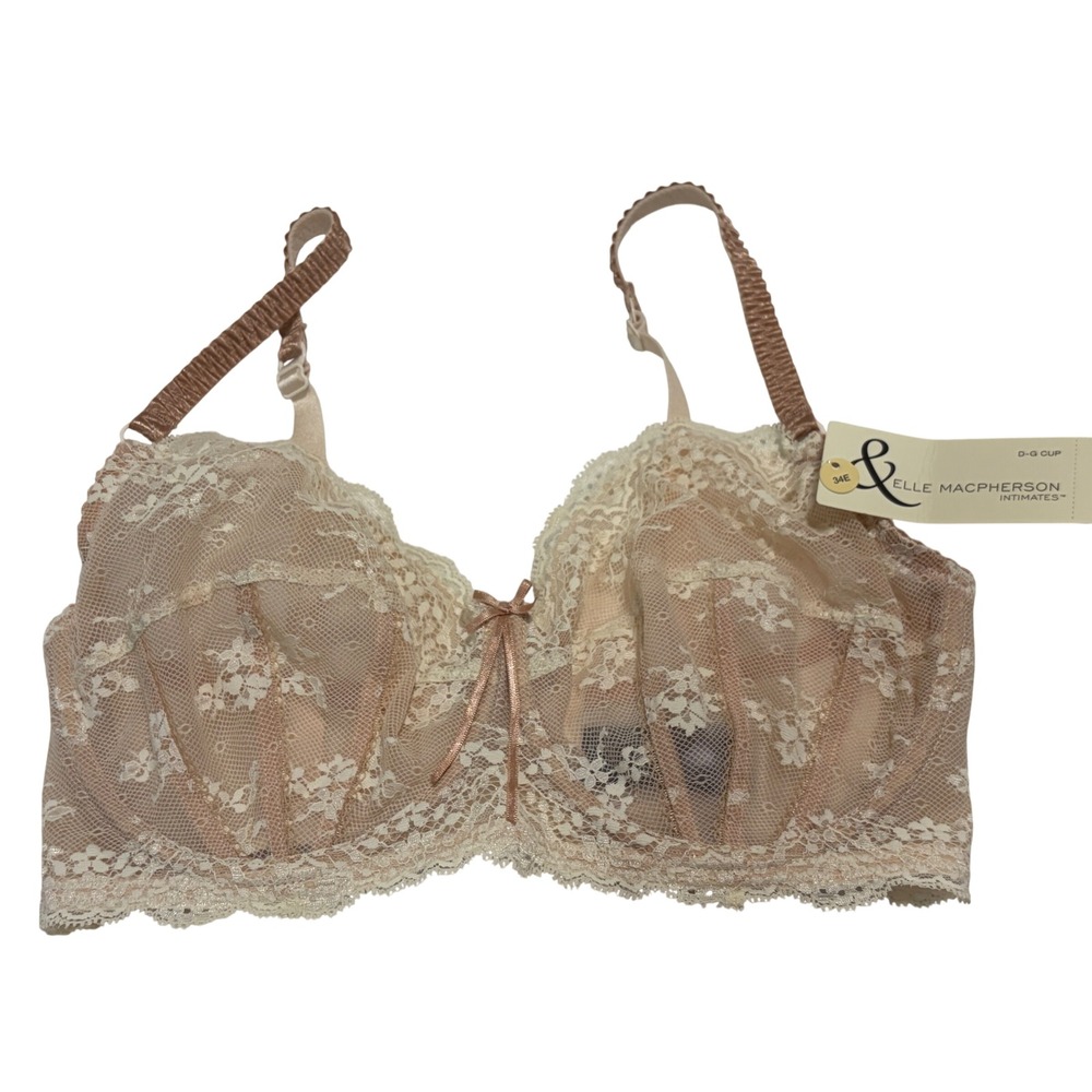 Elle Macpherson Intimates N.W.T. Dentelle Cameo Lace Underwire Bra 34E Cream E75